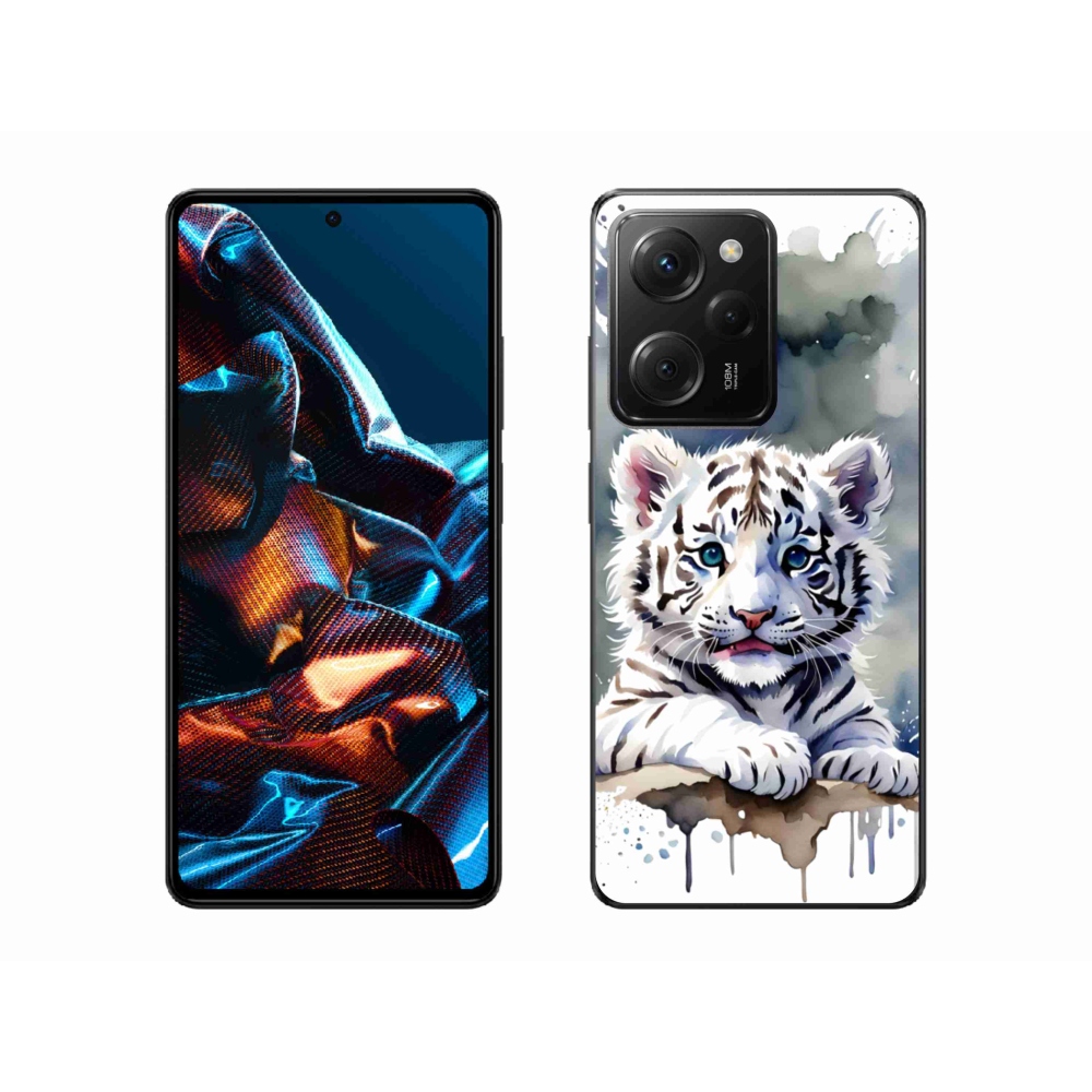 Gél borítás mmCase a Xiaomi Poco X5 Pro 5G számára - fehér tigriskölyök