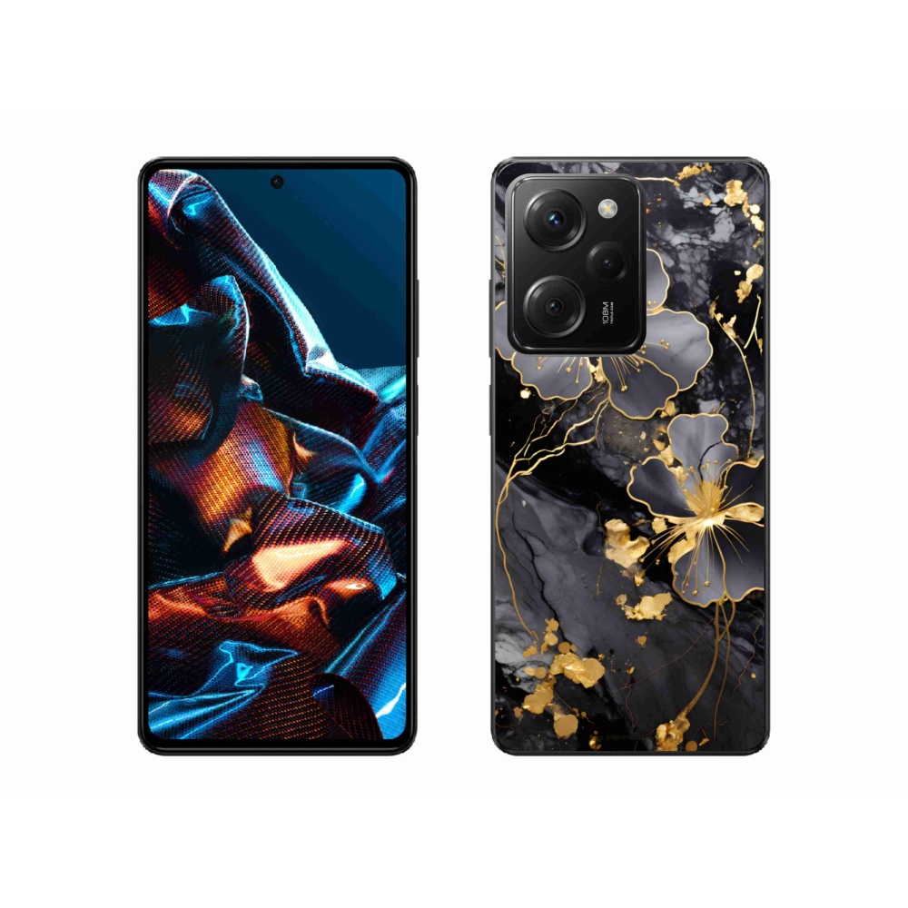 Gél borítás mmCase a Xiaomi Poco X5 Pro 5G számára - arany virágok