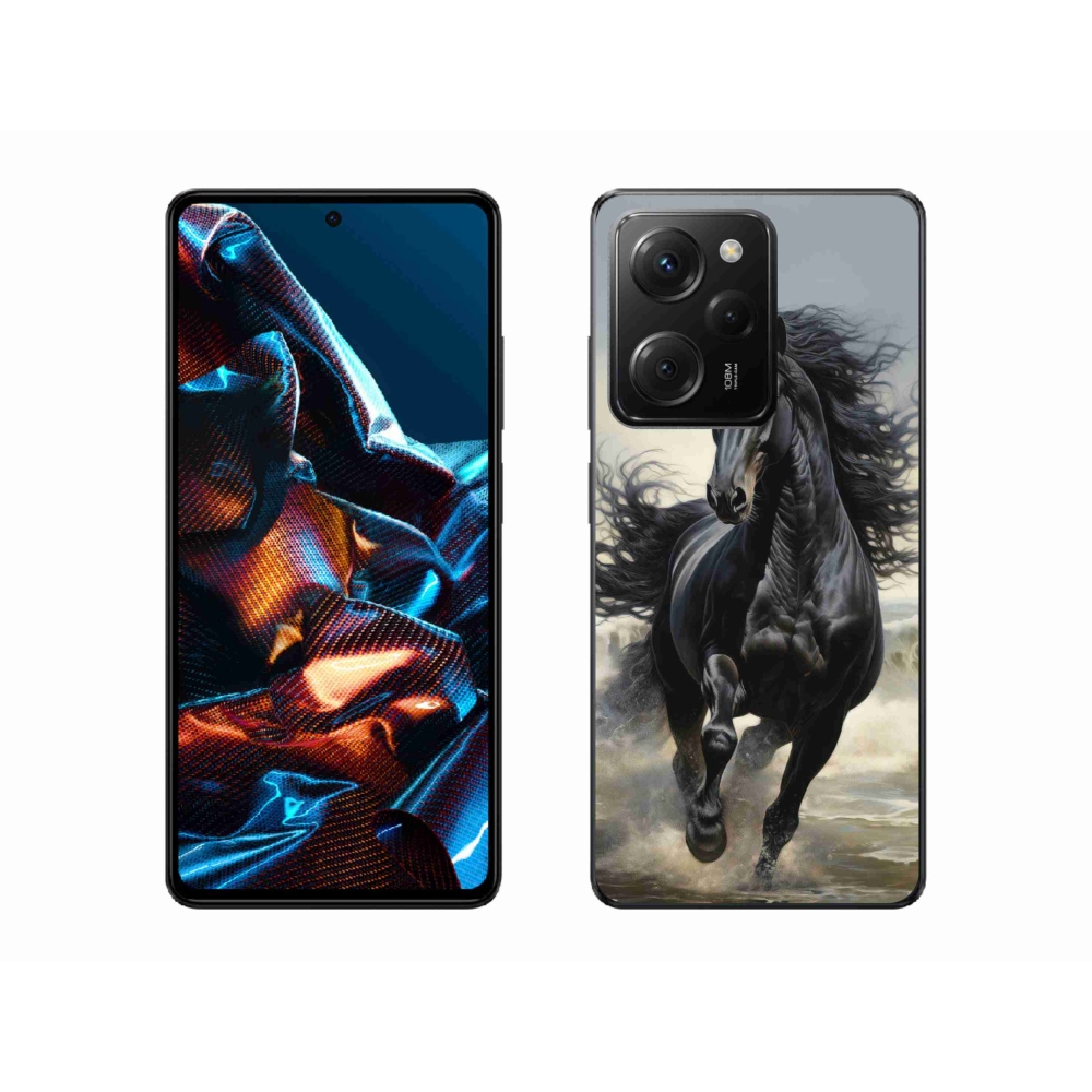 Gél borítás mmCase a Xiaomi Poco X5 Pro számára - futó fekete ló