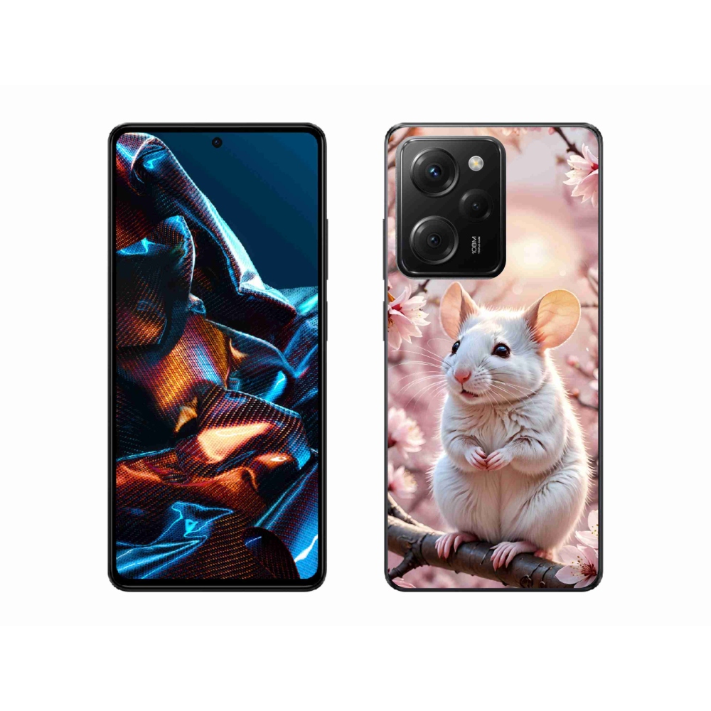 Gél borítás mmCase a Xiaomi Poco X5 Pro számára - fehér egér az ágon
