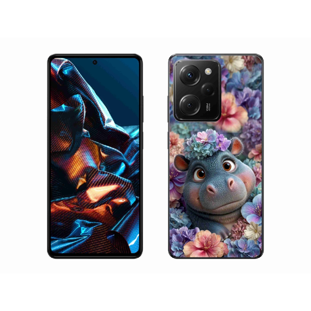 Gél borítás mmCase a Xiaomi Poco X5 Pro számára - víziló virágokban