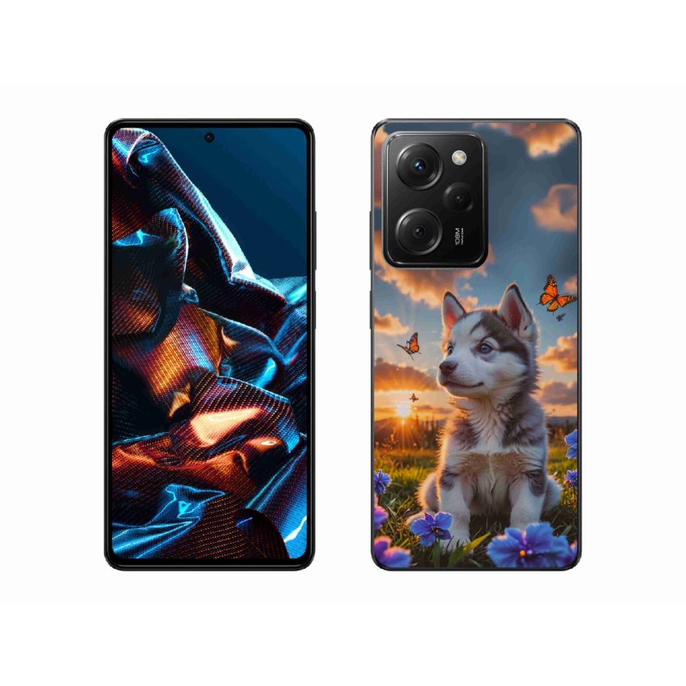 Gél borítás mmCase a Xiaomi Poco X5 Pro számára - husky a naplementében