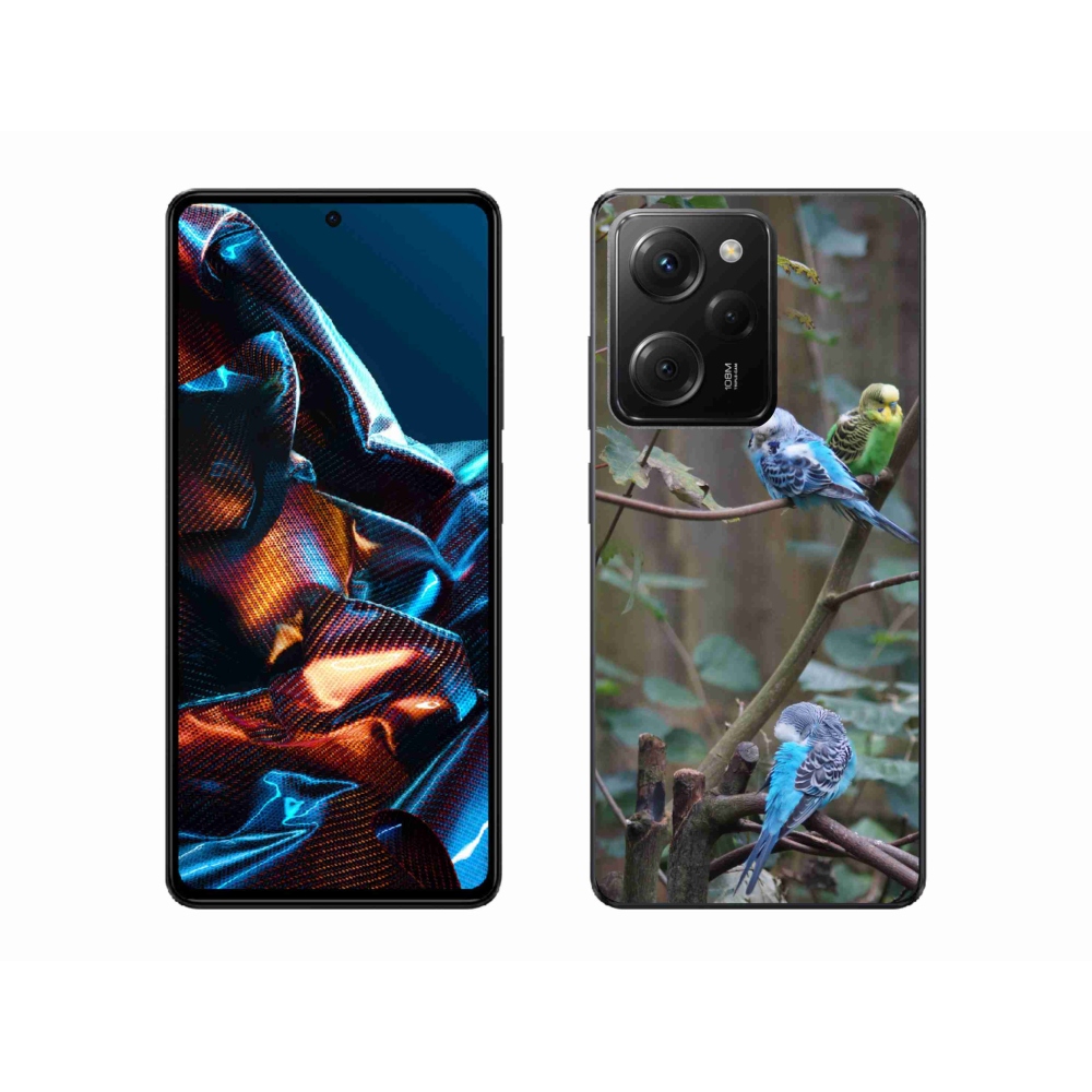 Gél borítás mmCase a Xiaomi Poco X5 Pro számára - papagájok az ágon
