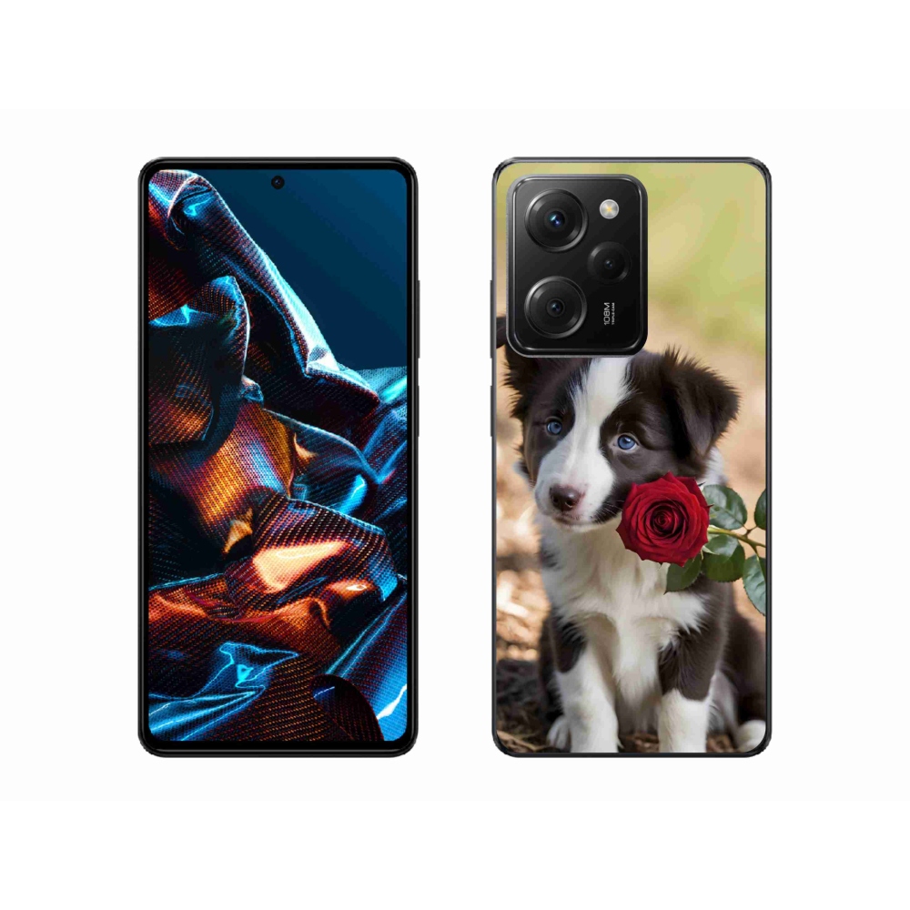 Gél borítás mmCase a Xiaomi Poco X5 Pro számára - aranyos border collie rózsával