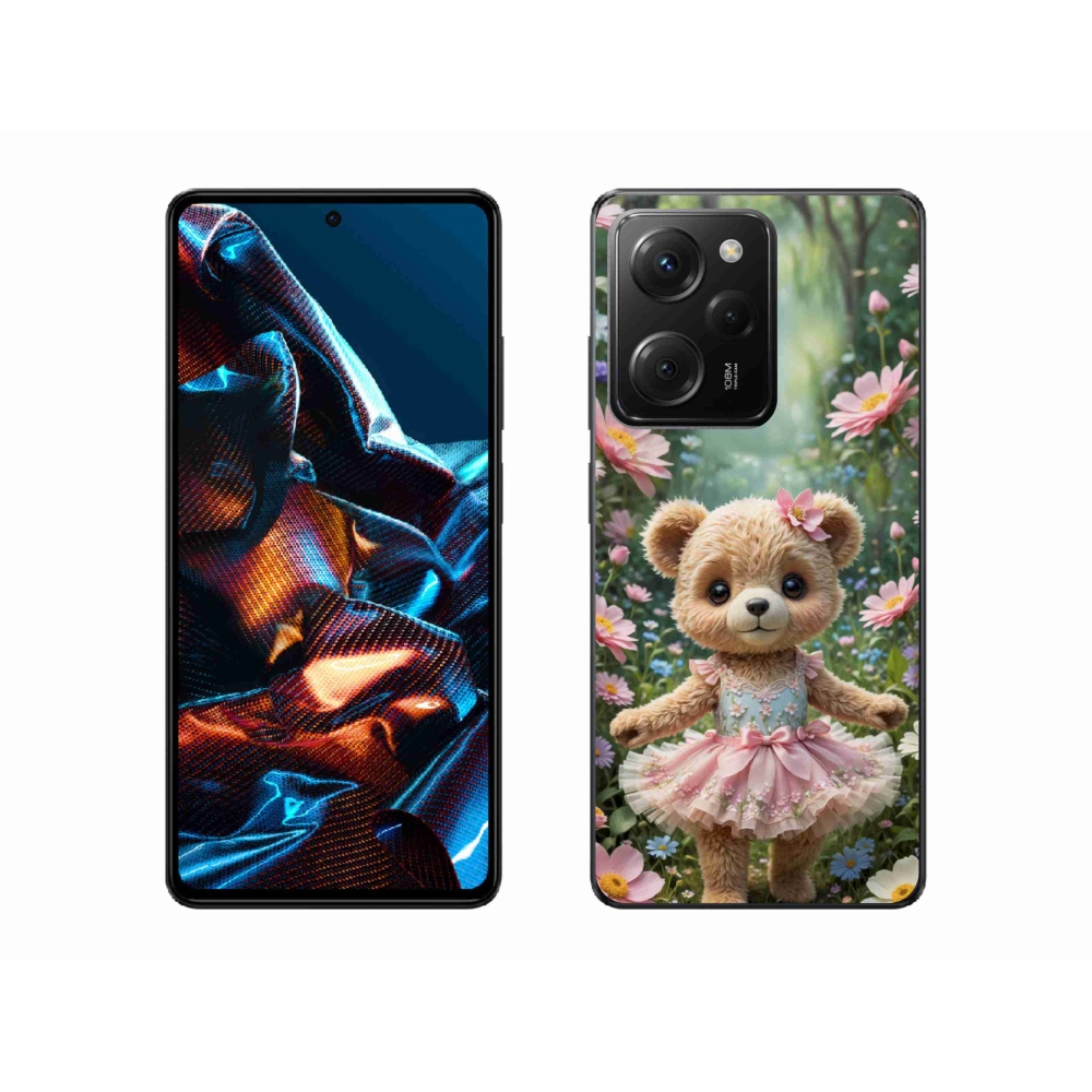 Gél borítás mmCase a Xiaomi Poco X5 Pro számára - aranyos mackó virágokkal