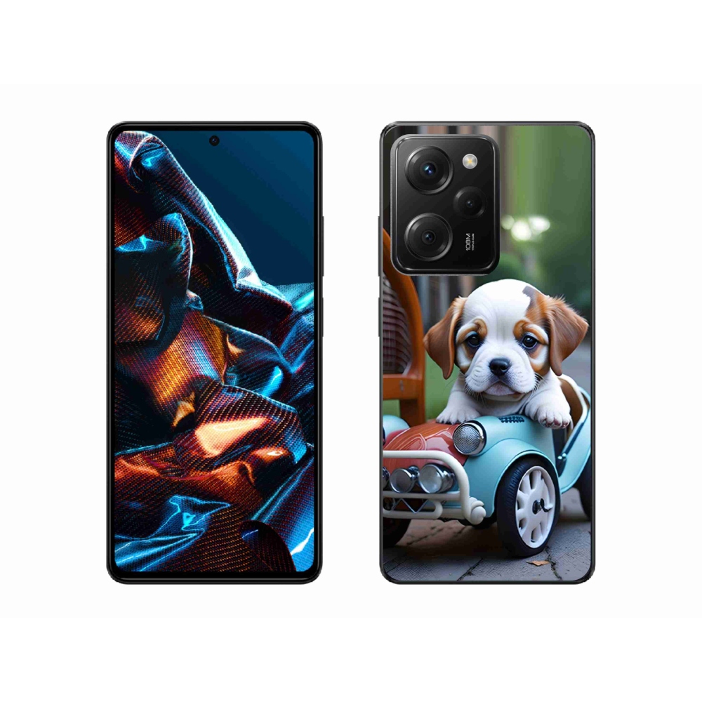 Gél borítás mmCase a Xiaomi Poco X5 Pro számára - kiskutya a retro autóban