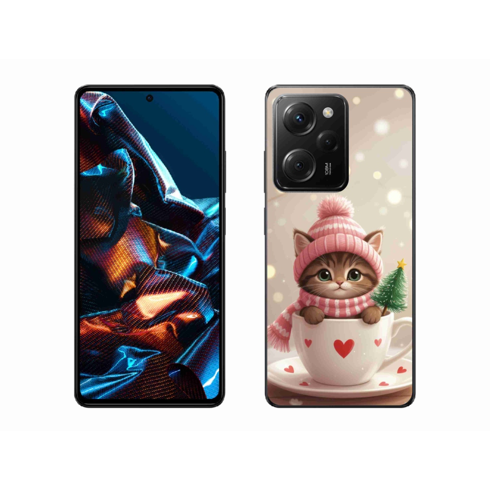 Gél borítás mmCase a Xiaomi Poco X5 Pro számára - Karácsonyi cica a csészében