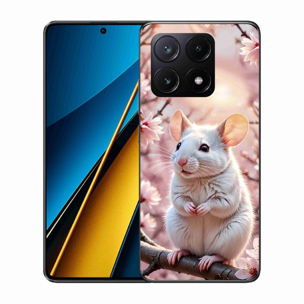 Gél borítás mmCase a Xiaomi Poco X6 Pro 5G-hez - fehér egér az ágon