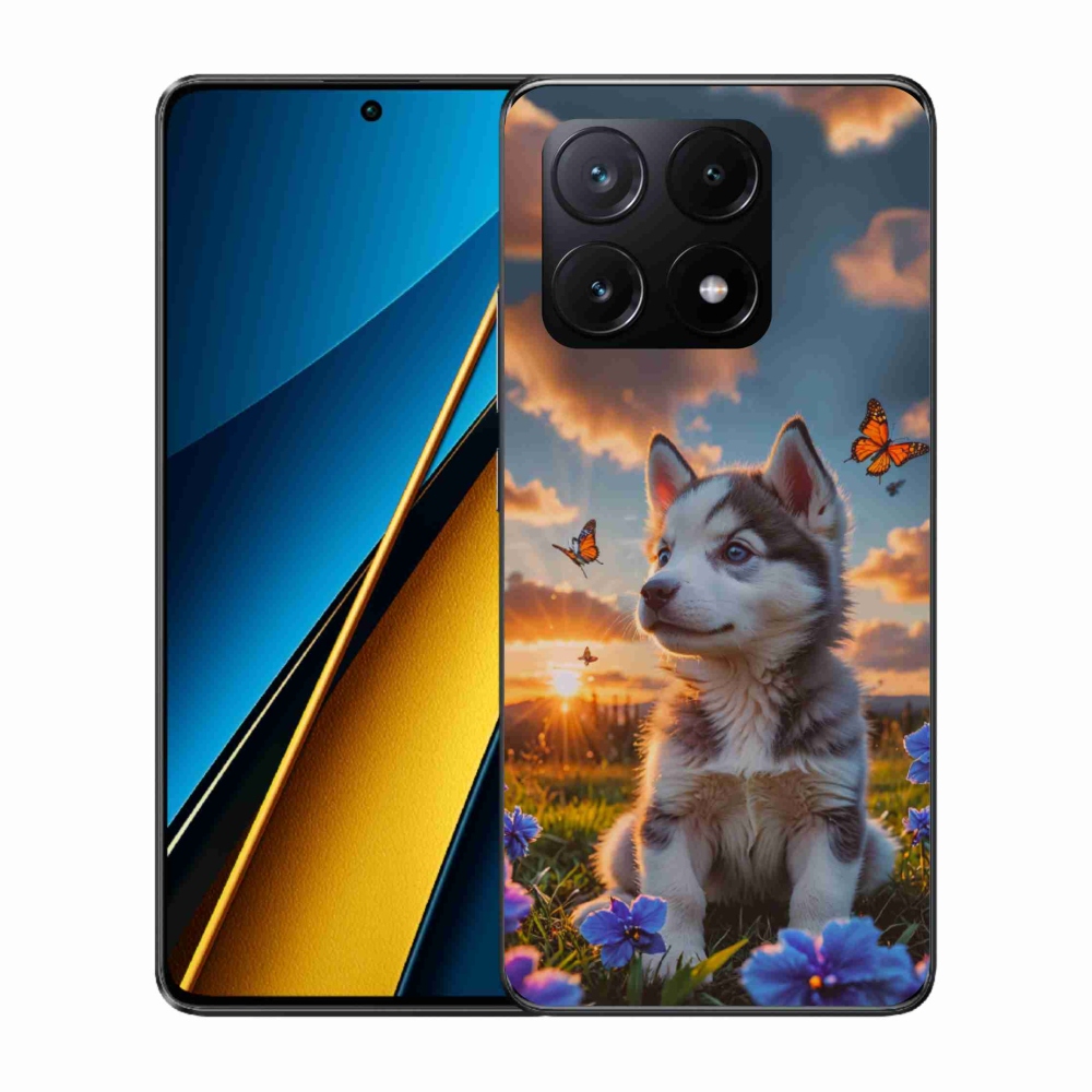 Gél borítás mmCase a Xiaomi Poco X6 Pro 5G számára - husky naplementében