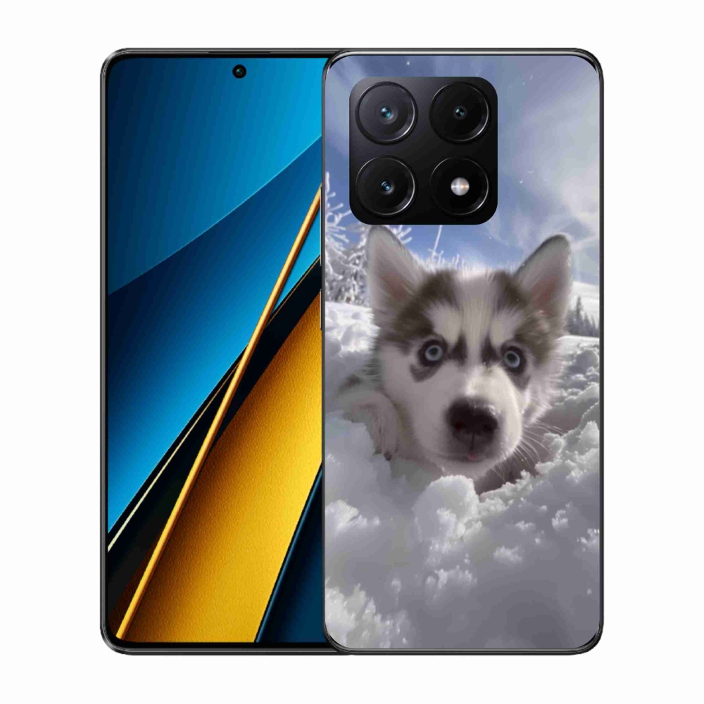 Gél borítás mmCase a Xiaomi Poco X6 Pro 5G számára - husky a hóban