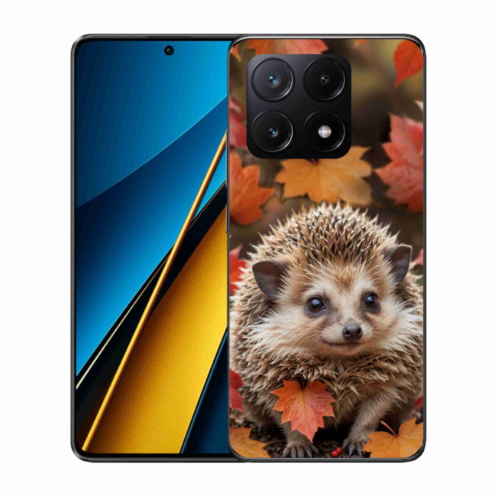 Gél borító mmCase a Xiaomi Poco X6 Pro 5G számára - sün a levelekben