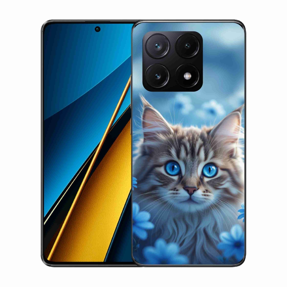 Gél borítás mmCase a Xiaomi Poco X6 Pro 5G-hez - kék virágos cica