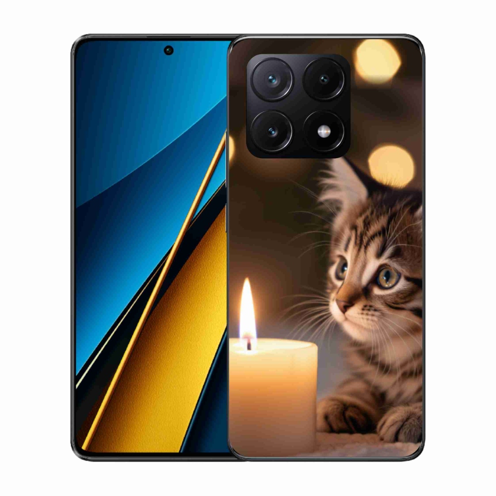Gél borítás mmCase a Xiaomi Poco X6 Pro 5G számára - cica és gyertya