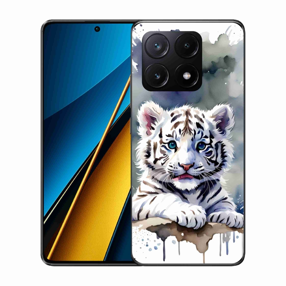 Gél borítás mmCase a Xiaomi Poco X6 Pro 5G számára - fehér tigriskölyök