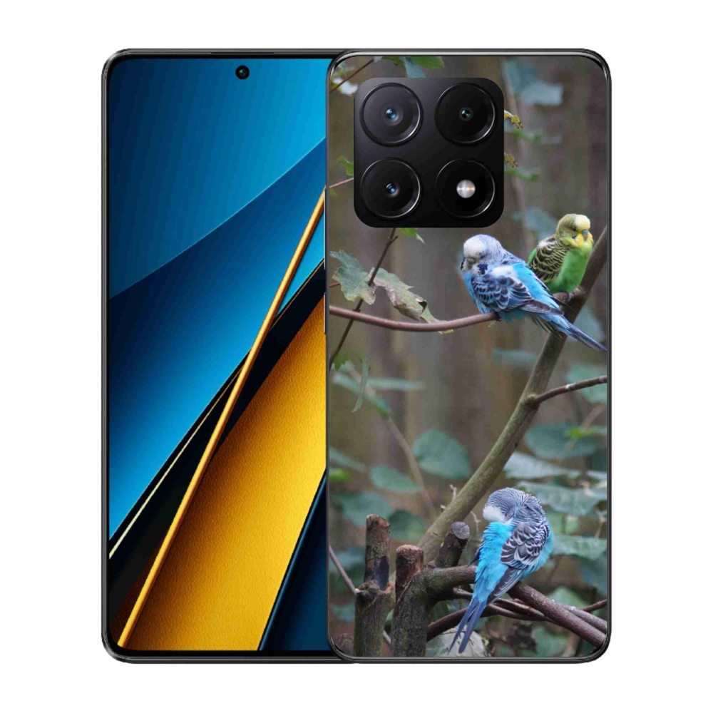 Gél borítás mmCase a Xiaomi Poco X6 Pro 5G számára - papagájok az ágon