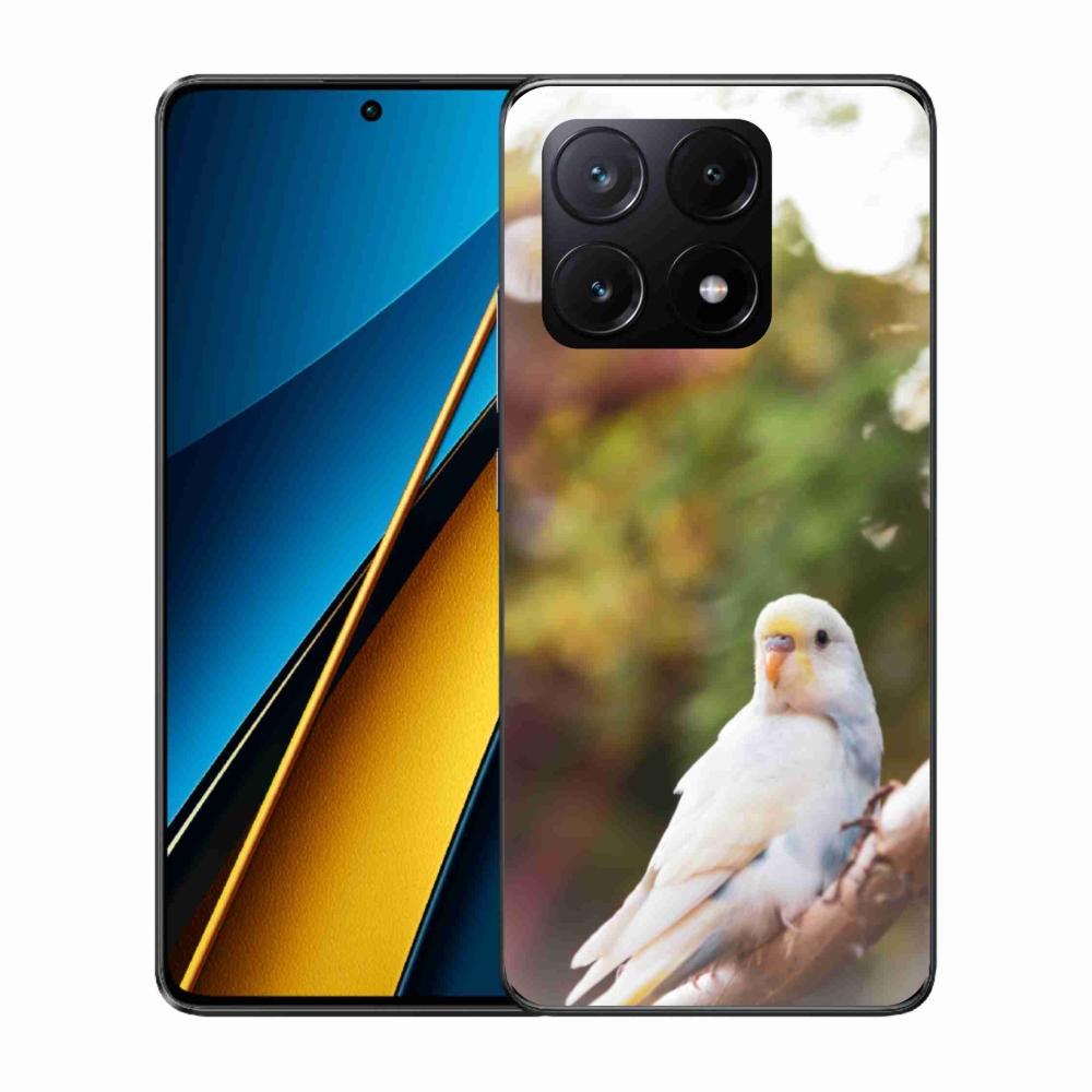 Zselés borítás mmCase a Xiaomi Poco X6 Pro 5G-hez - papagáj andulka fehér
