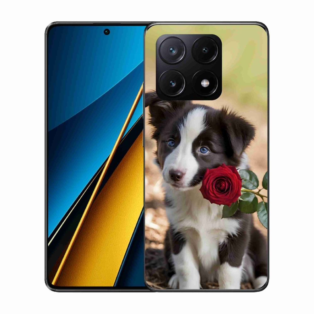 Gél borítás mmCase a Xiaomi Poco X6 Pro 5G számára - aranyos border collie rózsával