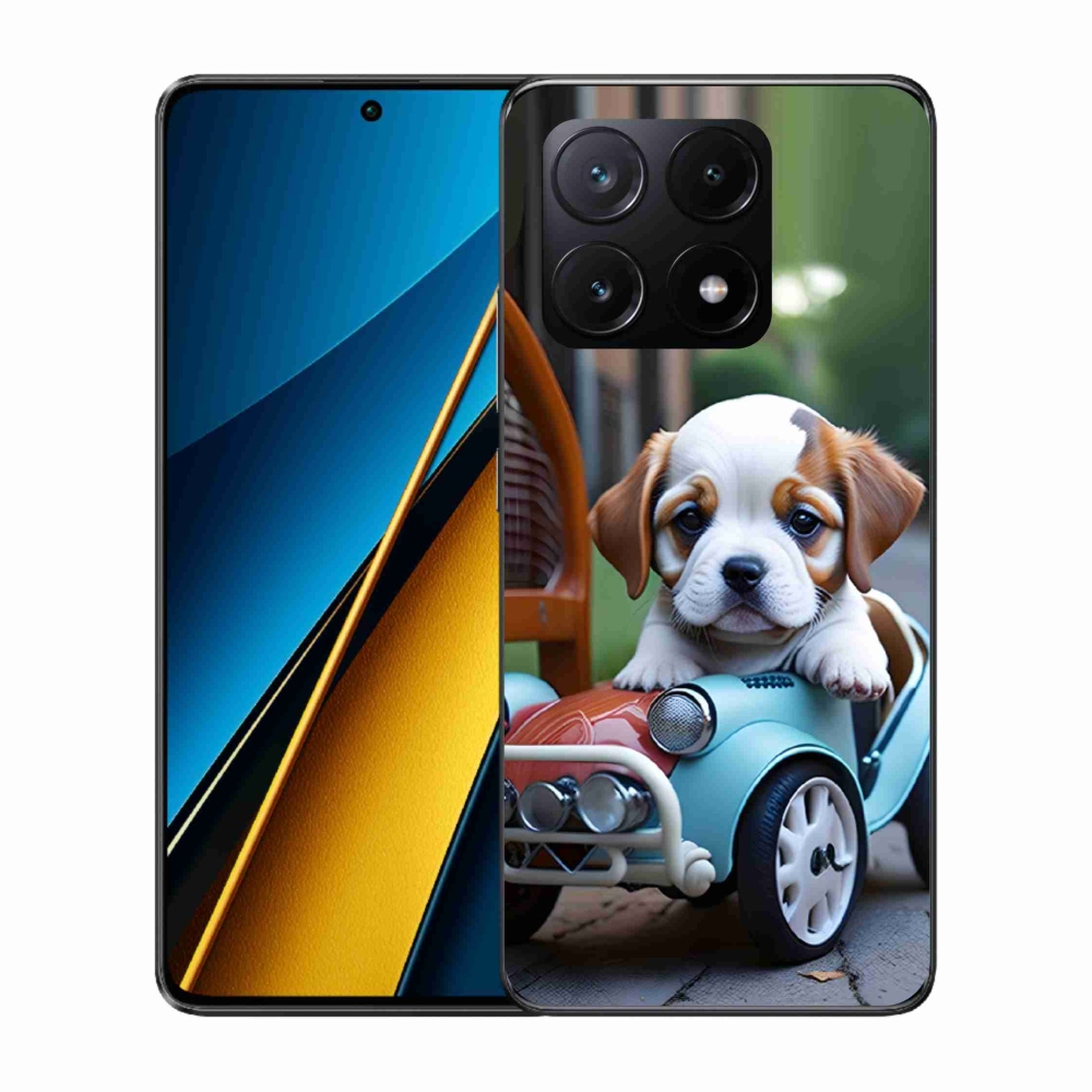 Gélburkolat mmCase a Xiaomi Poco X6 Pro 5G-hez - kiskutya a retro autóban