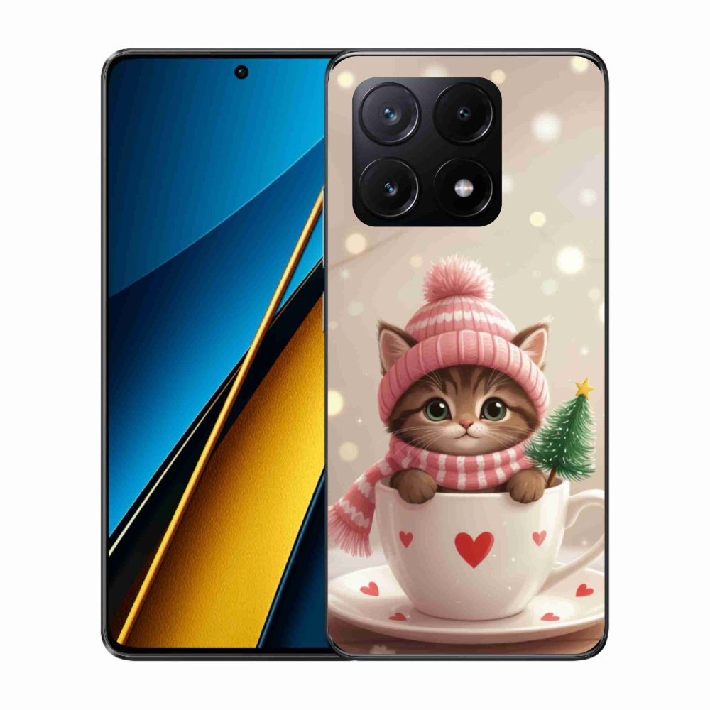 Gél borítás mmCase a Xiaomi Poco X6 Pro 5G számára - Karácsonyi cica a csészében