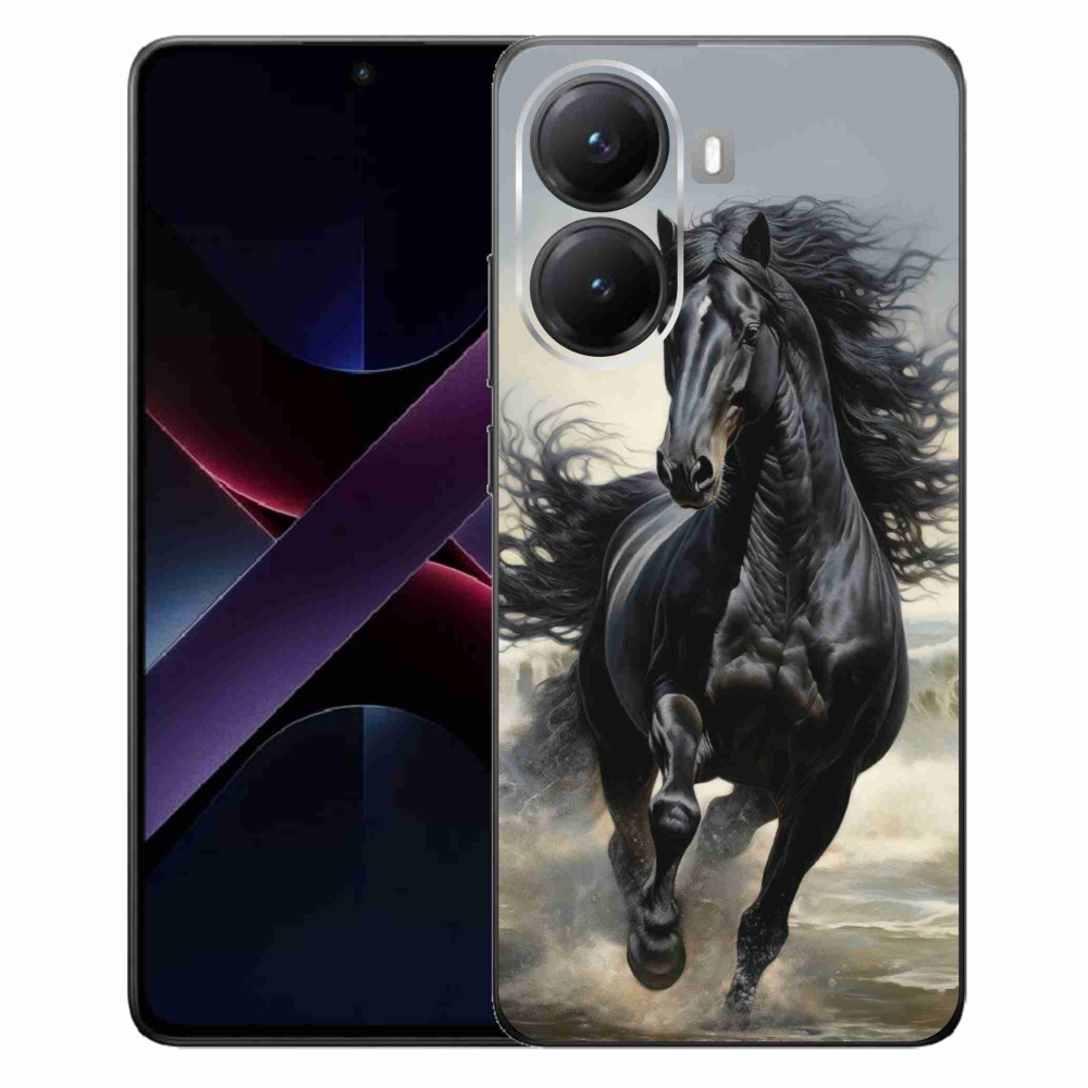 Gél borítás mmCase a Xiaomi Poco X7 Pro 5G-hez - futó fekete ló