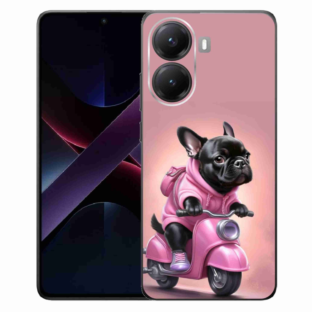Gél borítás mmCase a Xiaomi Poco X7 Pro 5G-hez - francia bulldog egy robogón