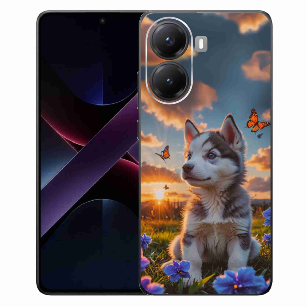 Gél borítás mmCase a Xiaomi Poco X7 Pro 5G számára - husky a naplementében