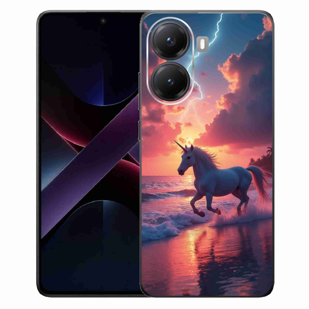 Gél borítás mmCase a Xiaomi Poco X7 Pro 5G számára - egyszarvú a tengerparton