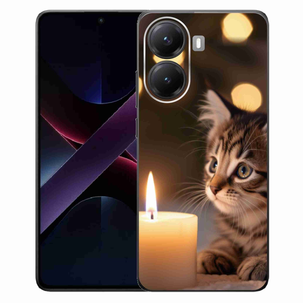 Gél borítás mmCase a Xiaomi Poco X7 Pro 5G számára - cica és gyertya