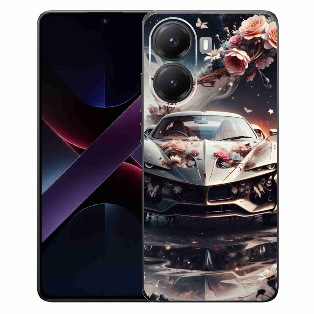 Gél borítás mmCase a Xiaomi Poco X7 Pro 5G számára - virágos sportkocsi