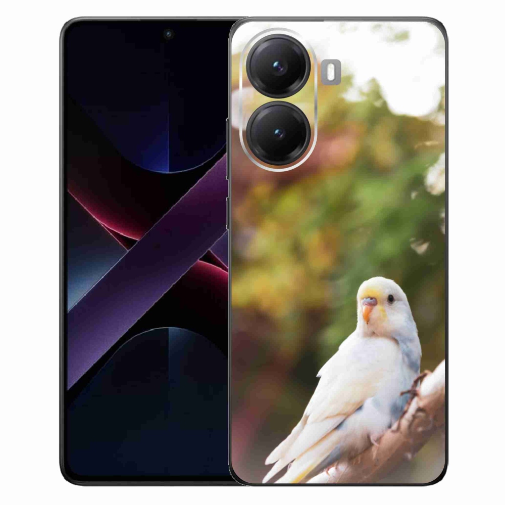 Zselés borítás mmCase a Xiaomi Poco X7 Pro 5G számára - papagáj andulka fehér