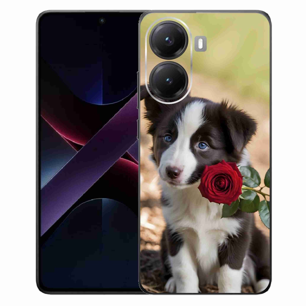 Gél borítás mmCase a Xiaomi Poco X7 Pro 5G számára - aranyos border collie rózsával