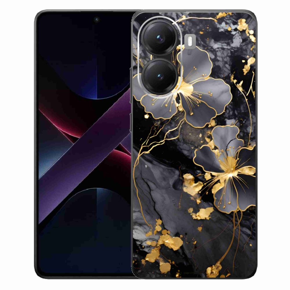 Gél borítás mmCase a Xiaomi Poco X7 Pro 5G számára - arany virágok
