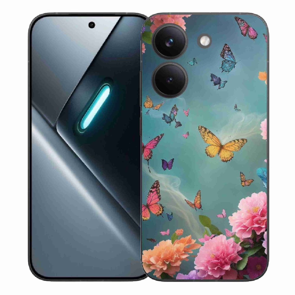 Gél borítás mmCase a Xiaomi Poco X8 Pro számára - színes virágok és pillangók