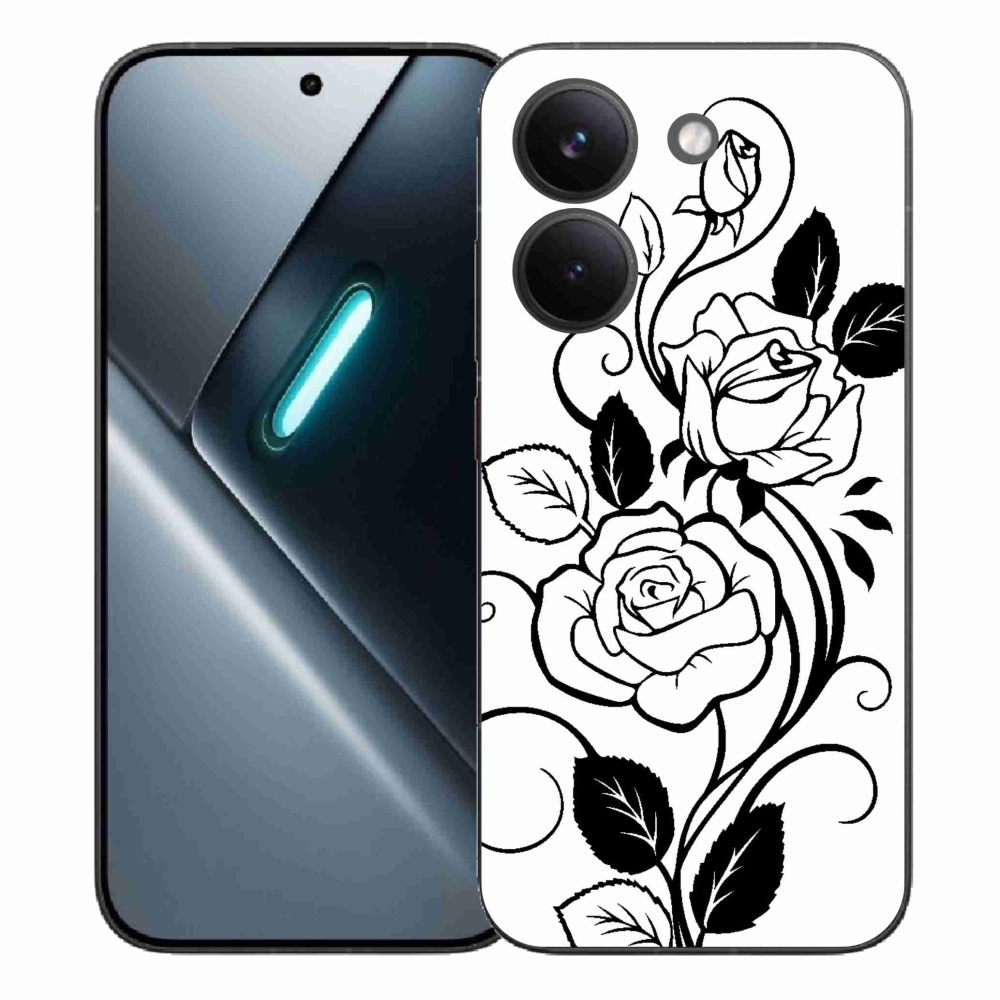 Gél borítás mmCase a Xiaomi Poco X8 Pro számára - fekete és fehér rózsa