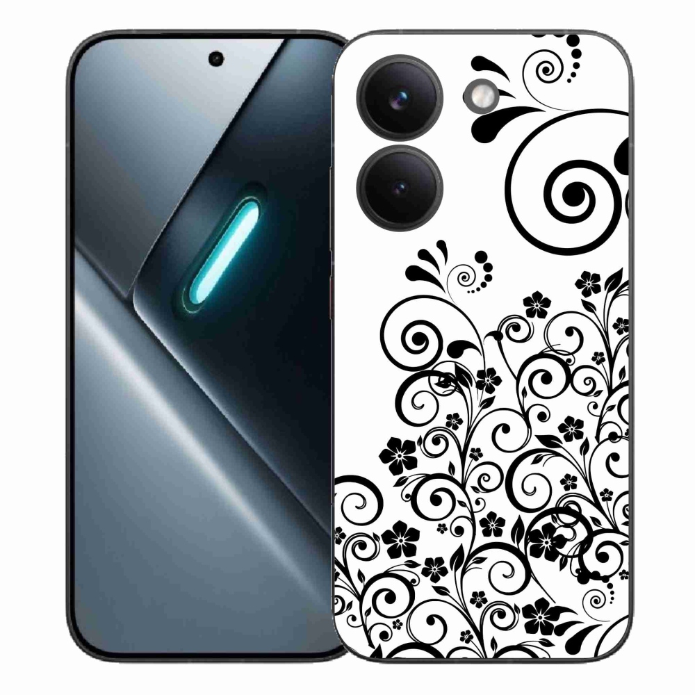 Zselés borítás mmCase a Xiaomi Poco X8 Pro számára - fekete és fehér virágminták