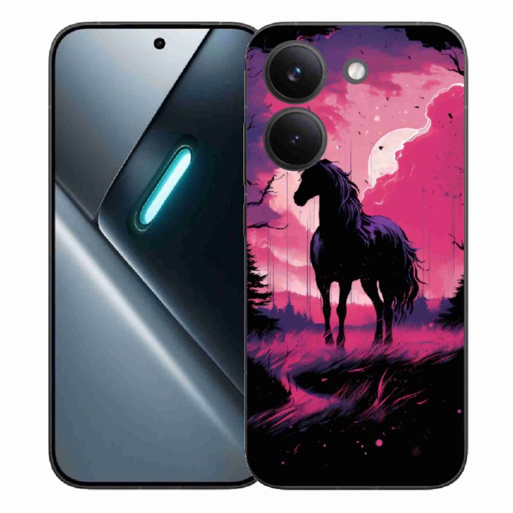 Gél borítás mmCase a Xiaomi Poco X8 Pro számára - fekete rajzfilm ló 1