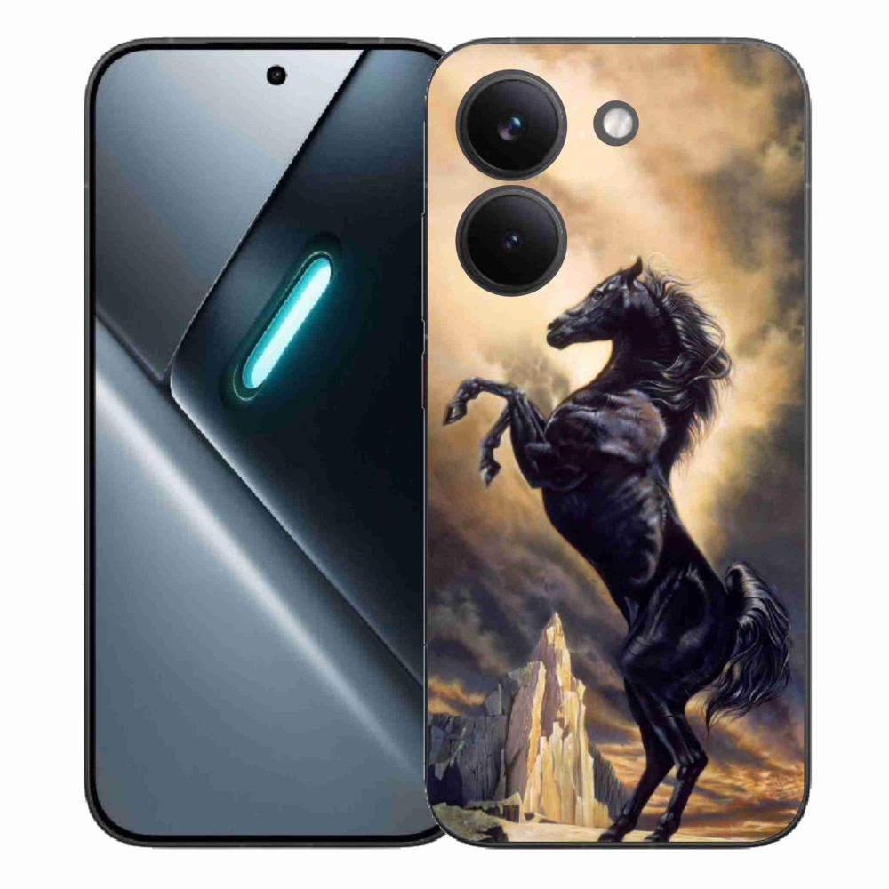 Gél borítás mmCase a Xiaomi Poco X8 Pro számára - fekete rajzfilm ló