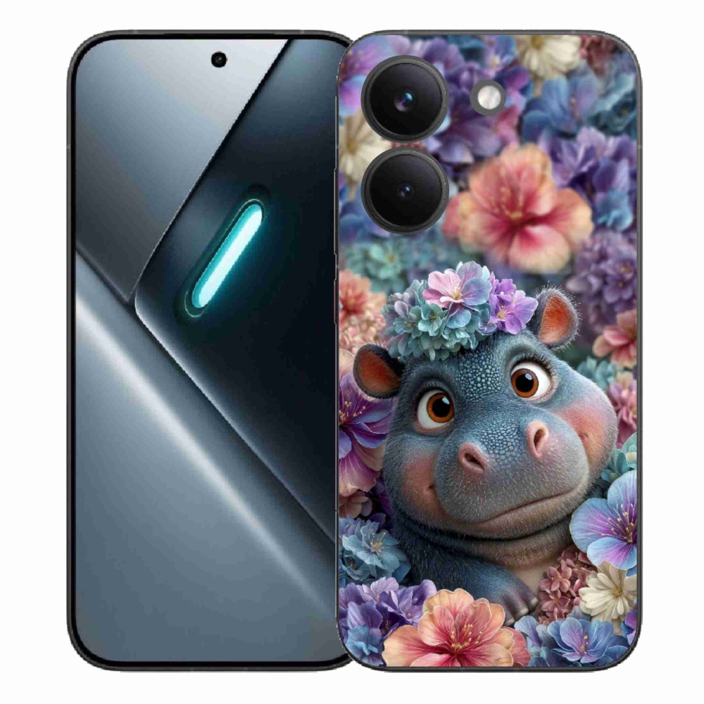 Gél borítás mmCase a Xiaomi Poco X8 Pro számára - víziló virágokban