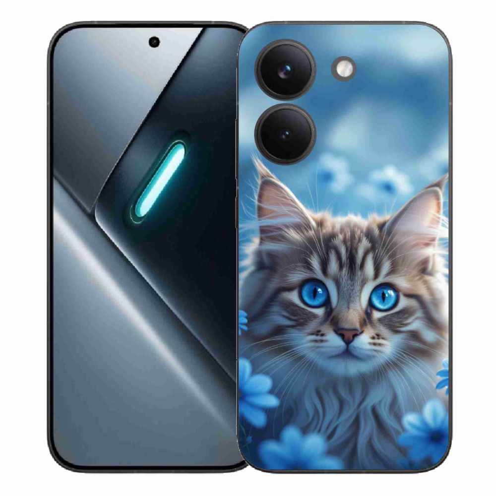 Gél borítás mmCase a Xiaomi Poco X8 Pro készülékhez - kék virágos cica