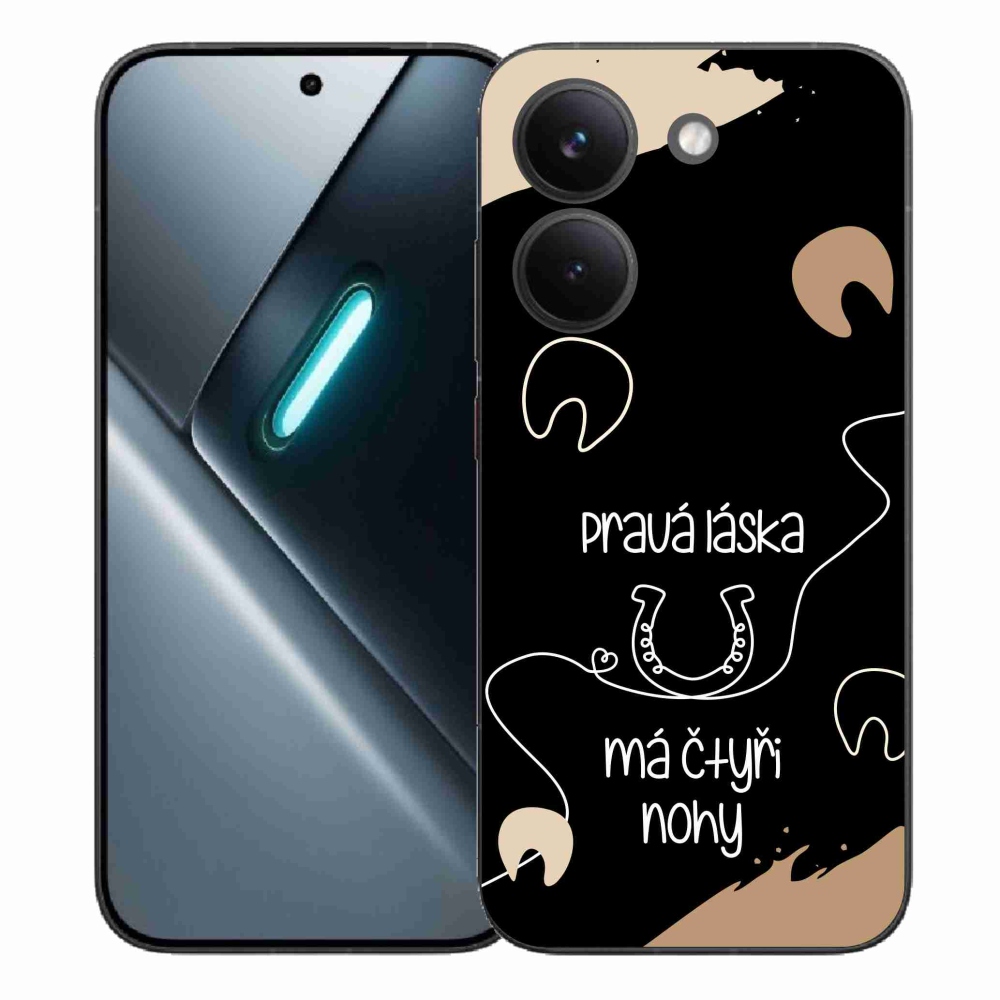 Gél borítás mmCase a Xiaomi Poco X8 Pro számára - ló motívum fekete háttérrel