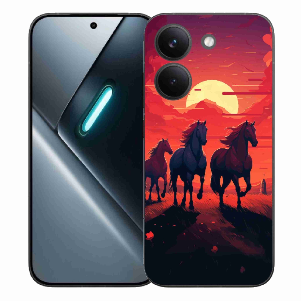 Gél borítás mmCase a Xiaomi Poco X8 Pro számára - lovak és naplemente