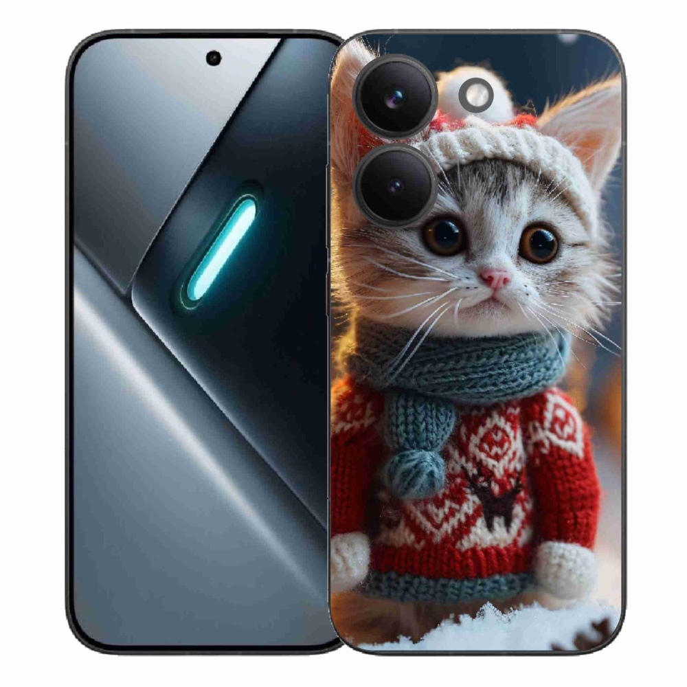 Gél borítás mmCase a Xiaomi Poco X8 Pro számára - cica pulóverben