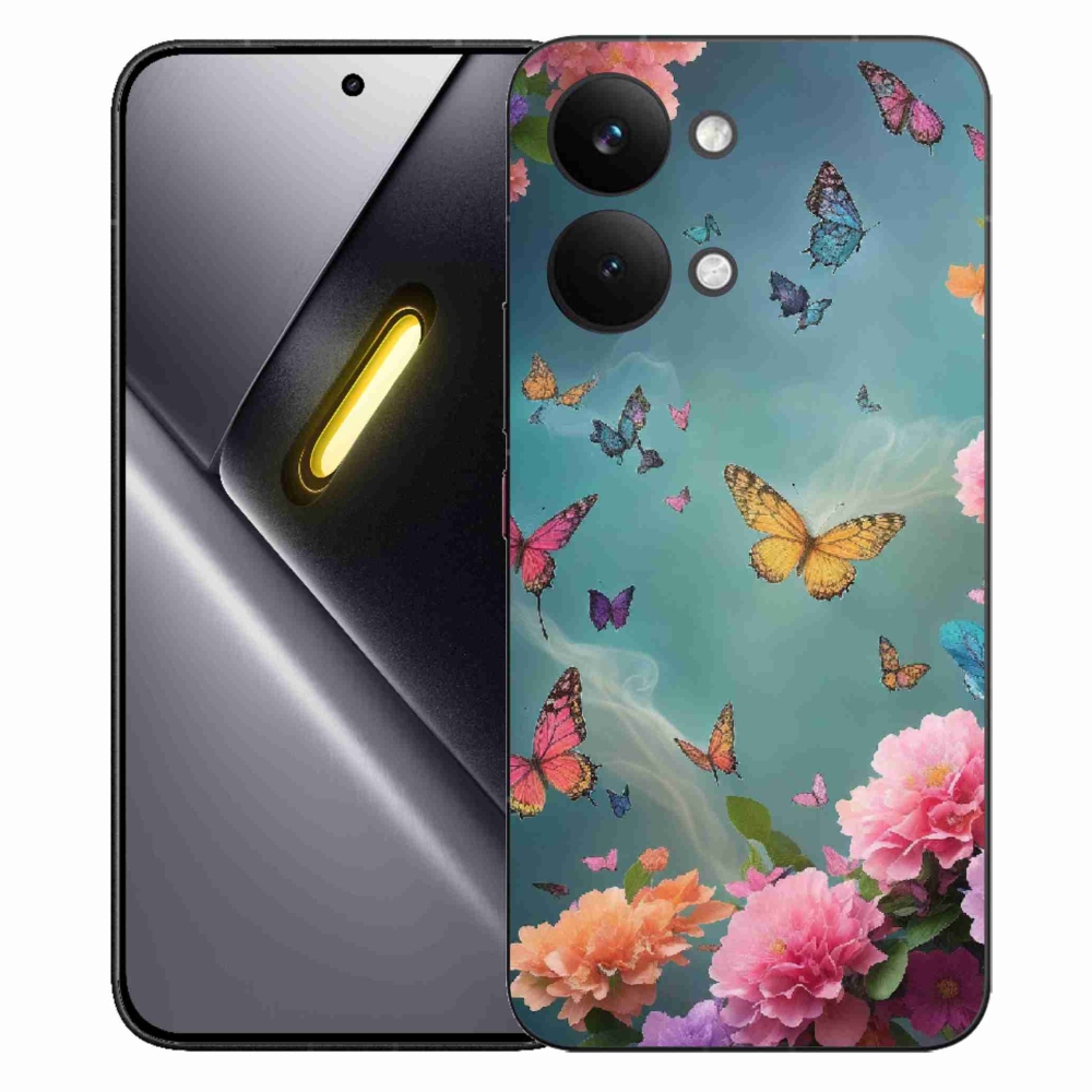 Gél borítás mmCase a Xiaomi Poco X8 Pro Max számára - színes virágok és pillangók