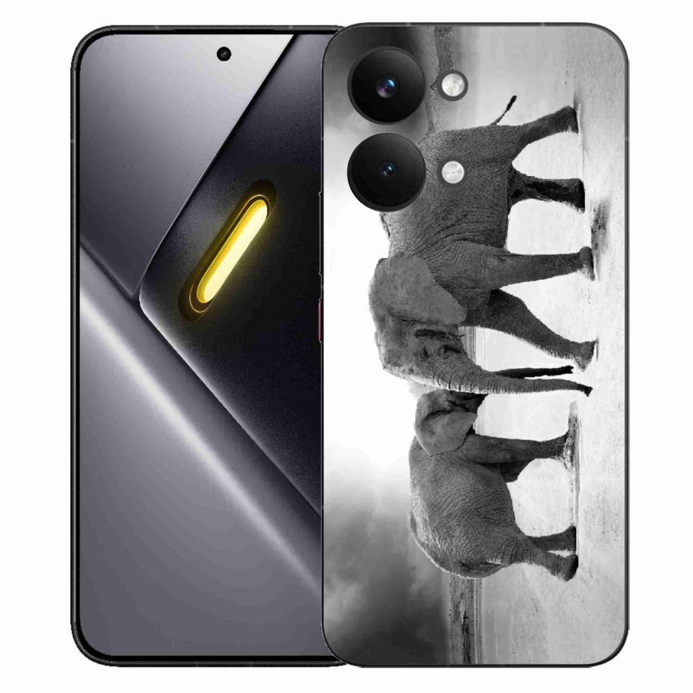 Gél borítás mmCase a Xiaomi Poco X8 Pro Max számára - fekete és fehér elefántok