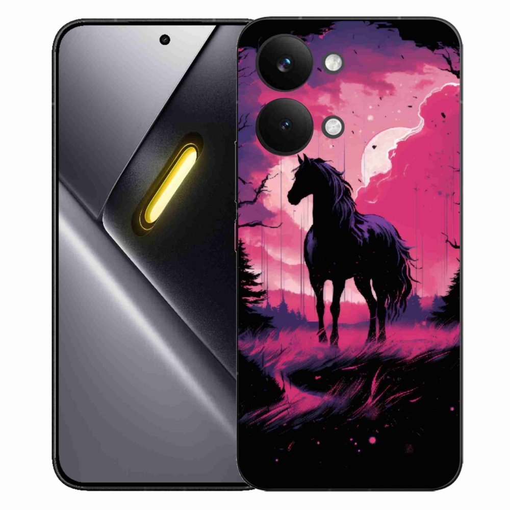 Gél borítás mmCase a Xiaomi Poco X8 Pro Max számára - fekete rajzfilm ló 1