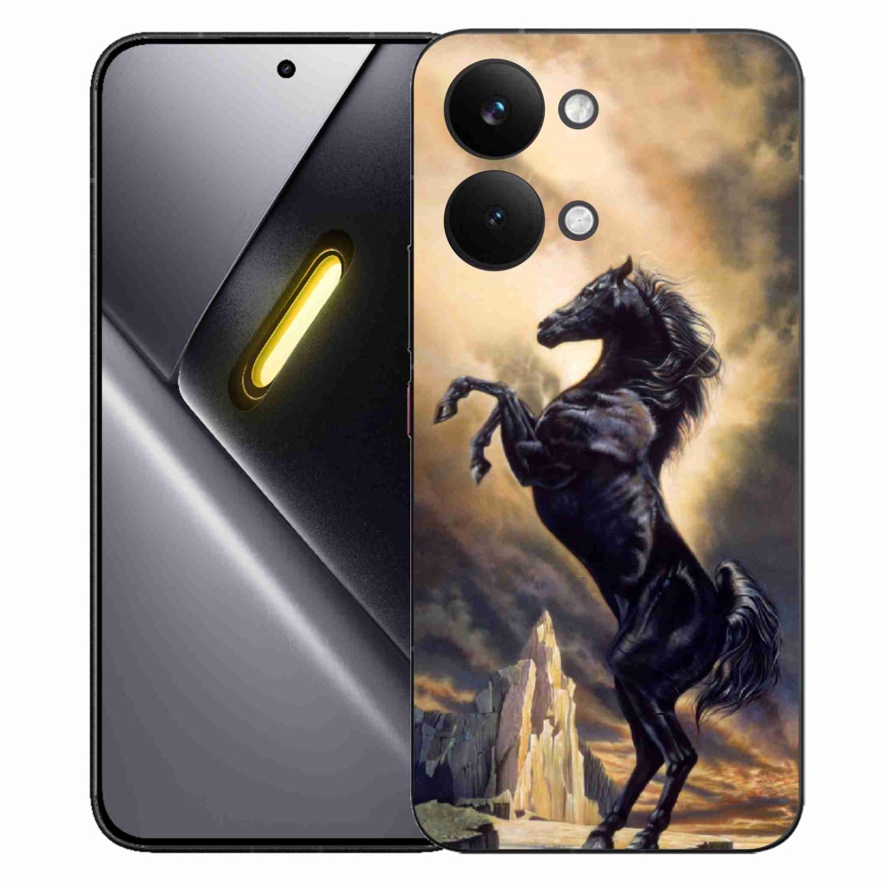 Gél borítás mmCase a Xiaomi Poco X8 Pro Max számára - fekete rajzfilm ló