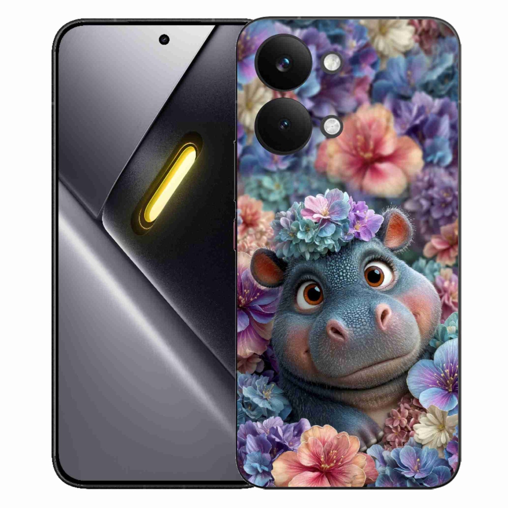 Gél borítás mmCase a Xiaomi Poco X8 Pro Max számára - víziló virágokban