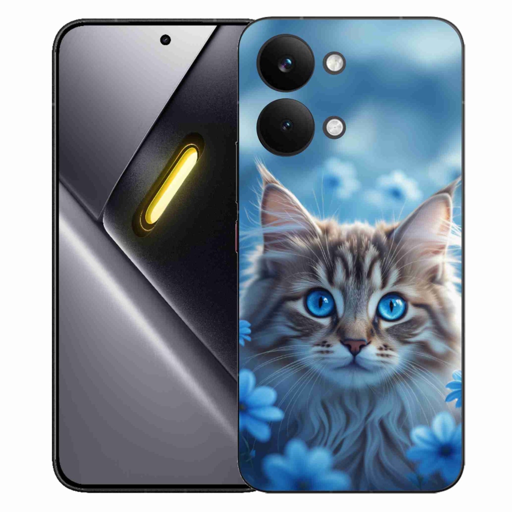 Gél borítás mmCase a Xiaomi Poco X8 Pro Max készülékhez - kék virágos cica