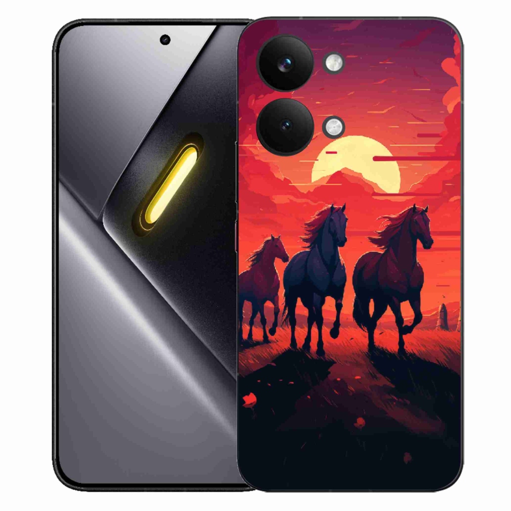 Gél borítás mmCase a Xiaomi Poco X8 Pro Max számára - lovak és naplemente