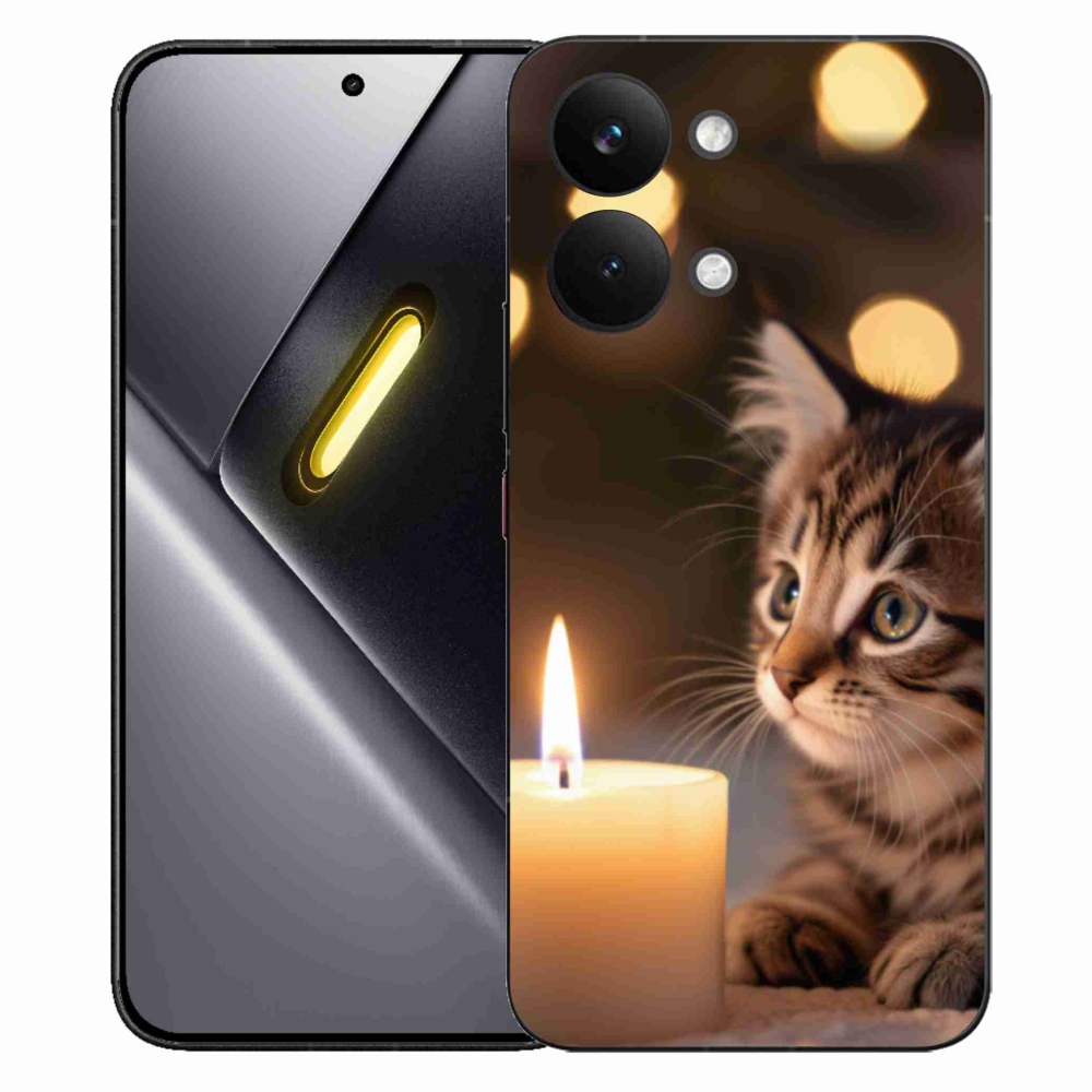 Gél borítás mmCase a Xiaomi Poco X8 Pro Max számára - cica és gyertya